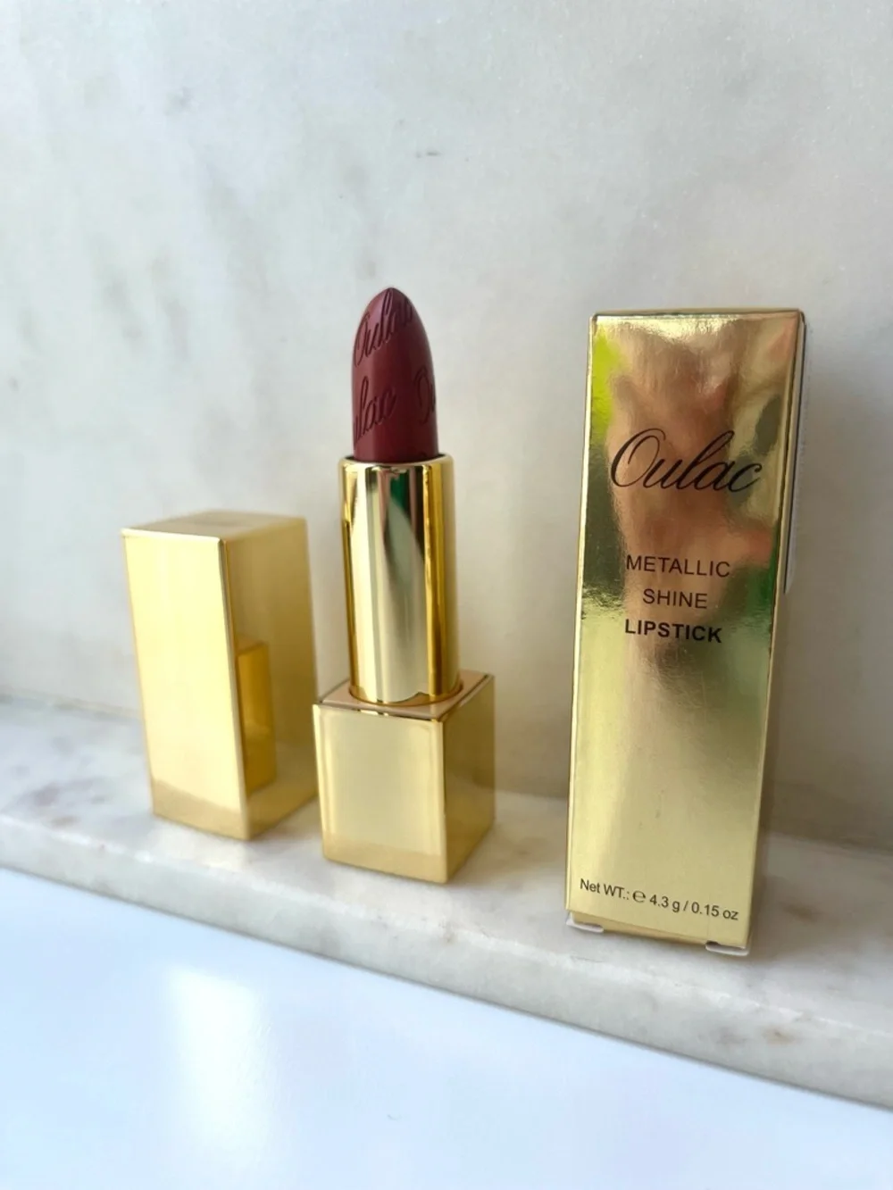 OULAC Metallic Shine Lipstick, Wine Red, One Last Kiss (14) NIP